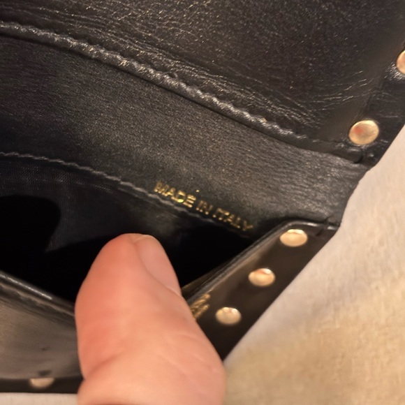 Valentino Garavani Black Studded Textured Leather Compact / Zippy Wallet EUC - Picture 12 of 12